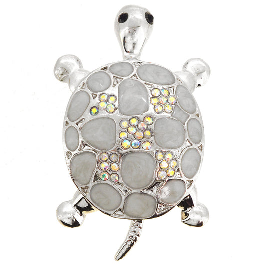 White Turtle Pin Brooch