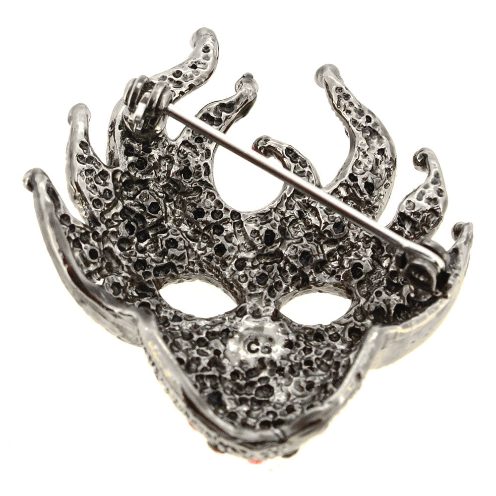 Multicolor Crystal Masquerade Ball Mask Pin Brooch