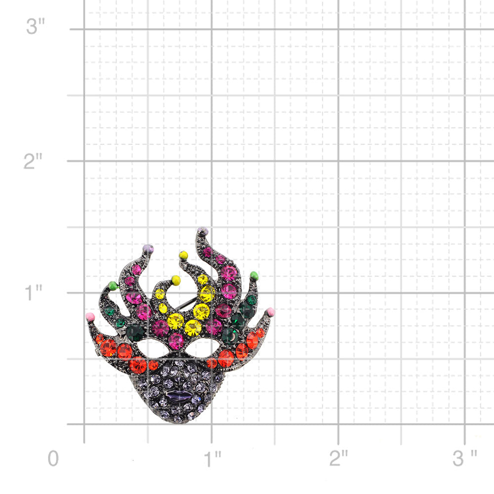 Multicolor Masquerade Ball Mask Crystal Pin Brooch