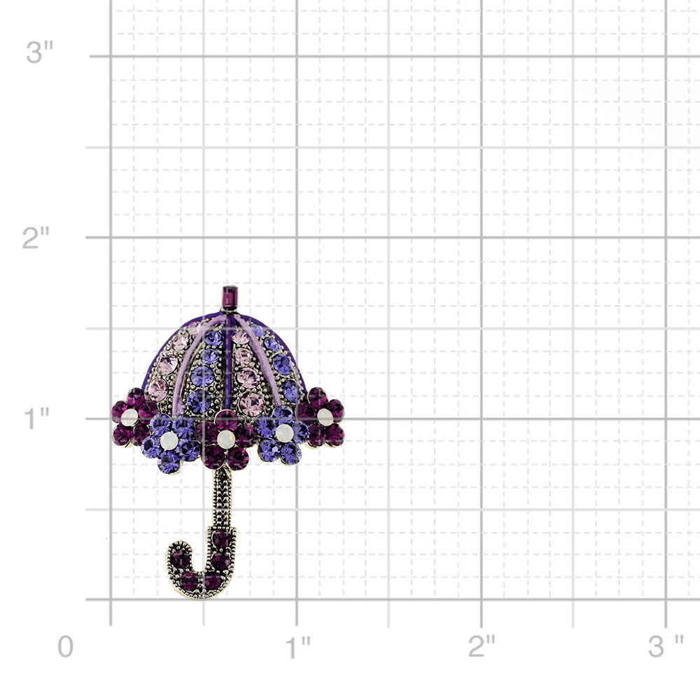 Purple Flower Umbrella Amethyst Swarovski Crystal Pin Brooch
