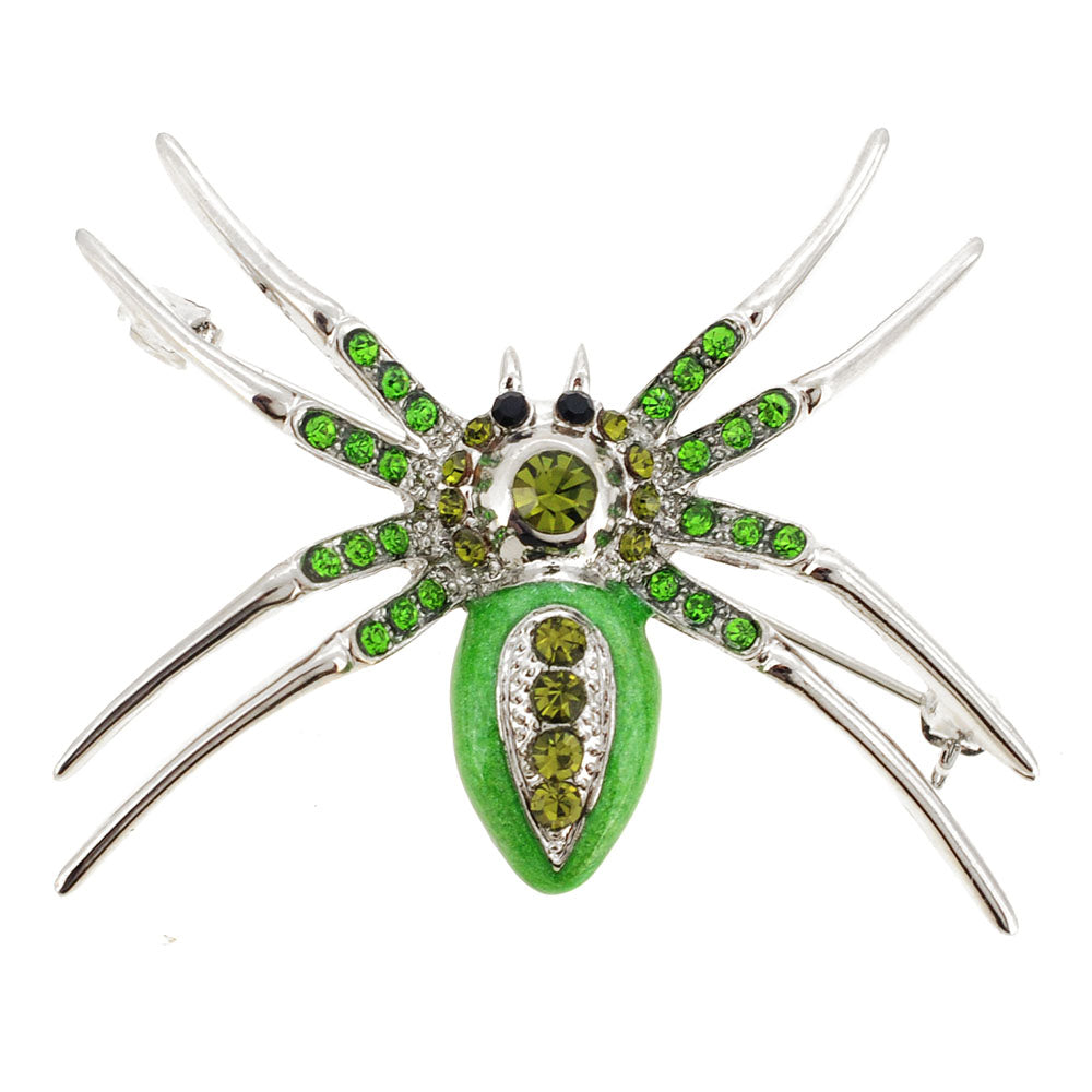 Green Belly Spider Pin Brooch