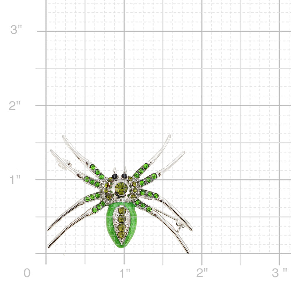 Green Belly Spider Pin Brooch
