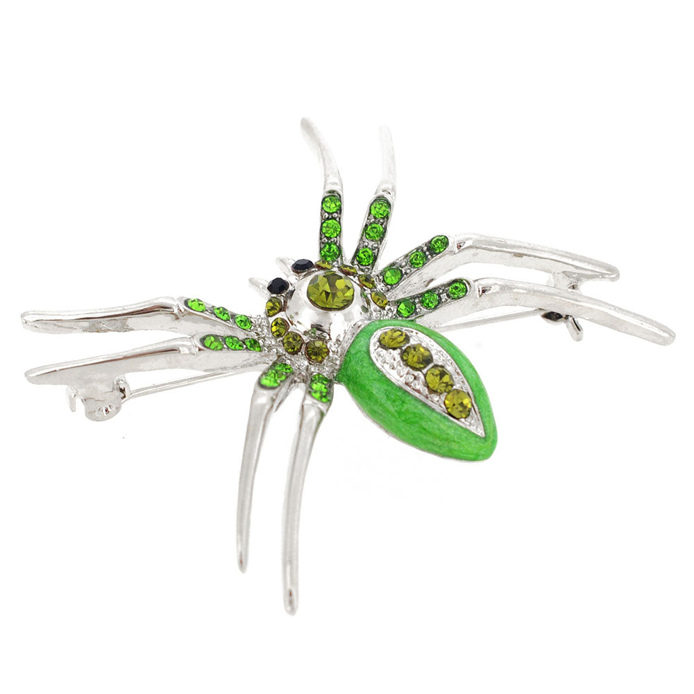 Green Belly Spider Pin Brooch