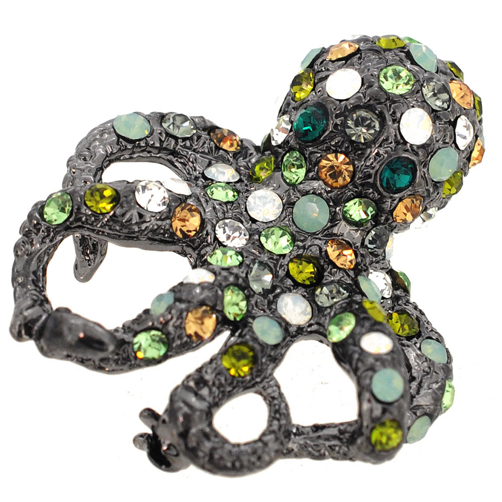 Multicolor Octopus Swarovski Crystal Pin Brooch