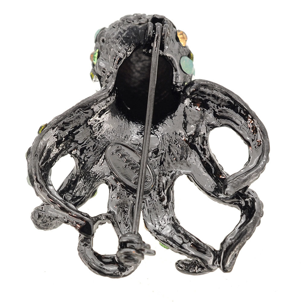 Multicolor Octopus Swarovski Crystal Pin Brooch