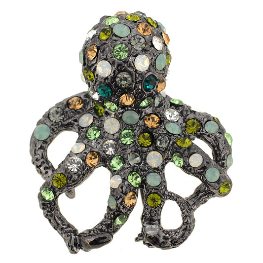 Multicolor Octopus Swarovski Crystal Pin Brooch