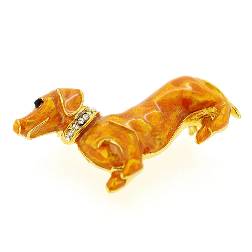 Golden Brown Dachshund Dog Pin Brooch