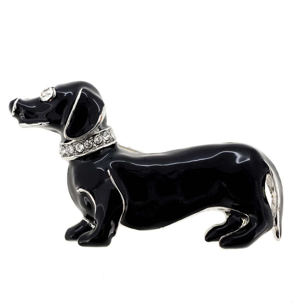 Black Dachshund Dog Pin Brooch