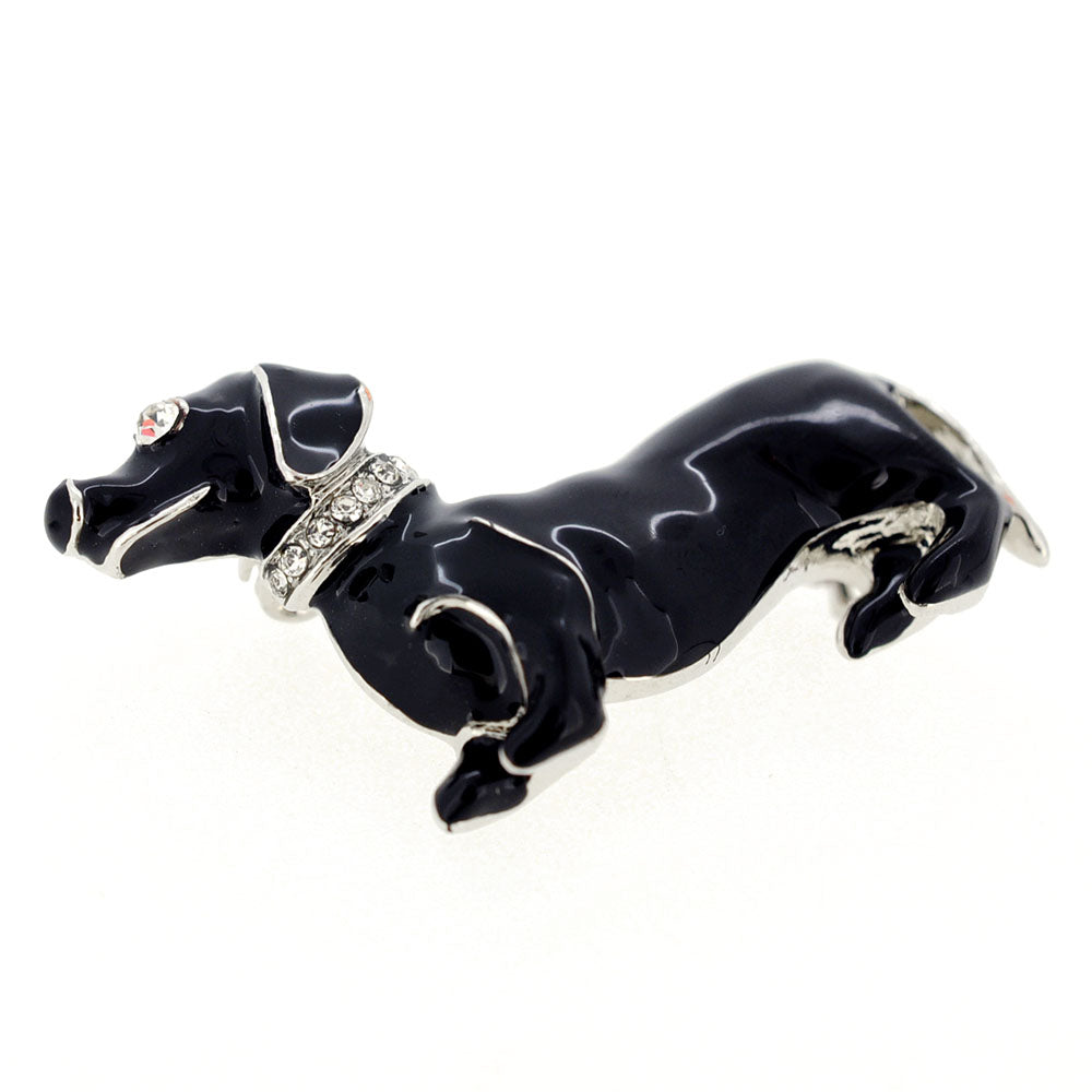 Black Dachshund Dog Pin Brooch