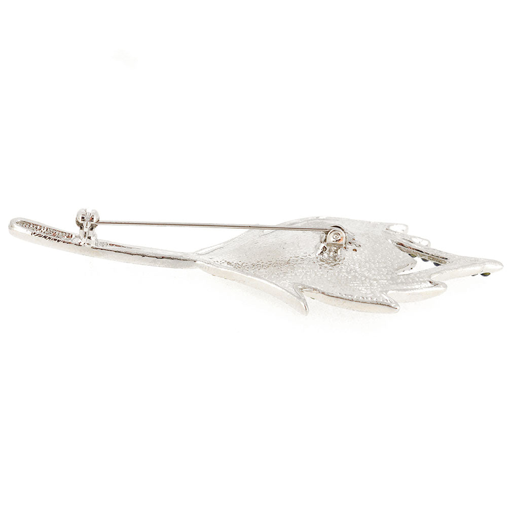 Multicolor Peacock Feather Crystal Pin Brooch