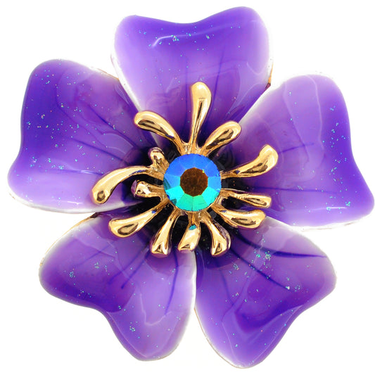 Purple Enamel Oleander Flower Brooch and Pendant