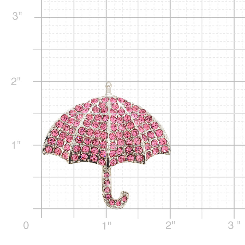 Pink Umbrella Crystal Pin Brooch