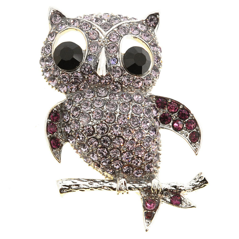 Amethyst Purple Owl Bird Pin Brooch