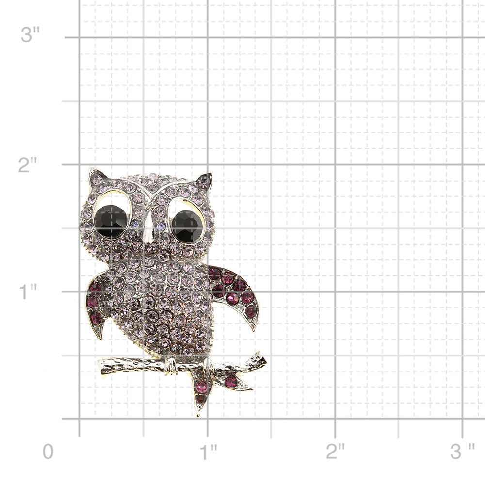 Amethyst Purple Owl Bird Pin Brooch