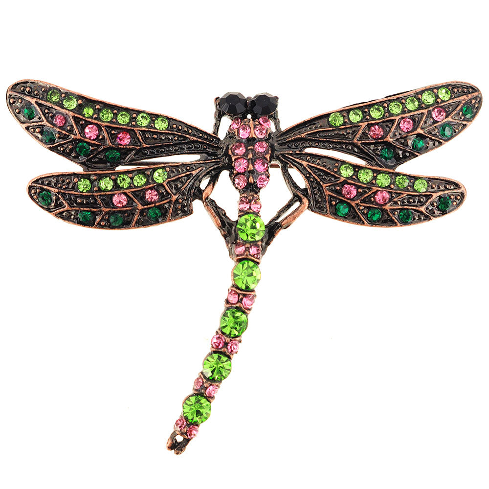 Vintage Style Multicolor Dragonfly Crystal Pin Brooch