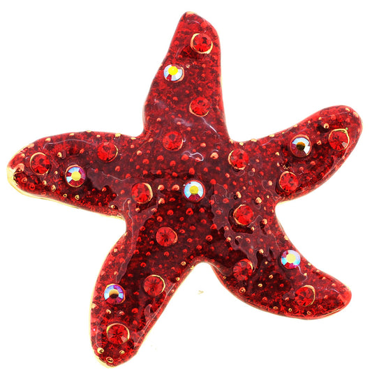 Ruby Red Starfish Swarovski Crystal Pin Brooch And Pendant