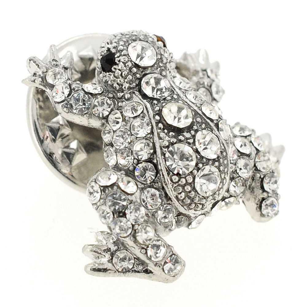 Fancy Silver Frog Lapel Pin