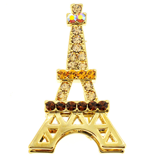 Golden Eiffel Tower Crystal  Brooch and Pendant