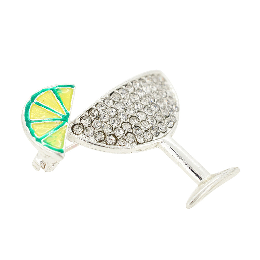 Chrome Margarita Glass Crystal Brooch and Pendant