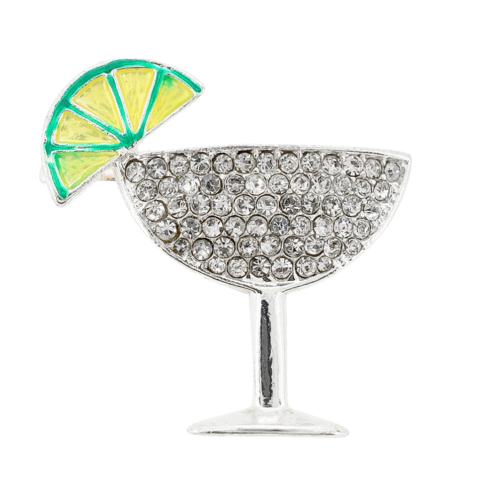 Chrome Margarita Glass Crystal Brooch and Pendant