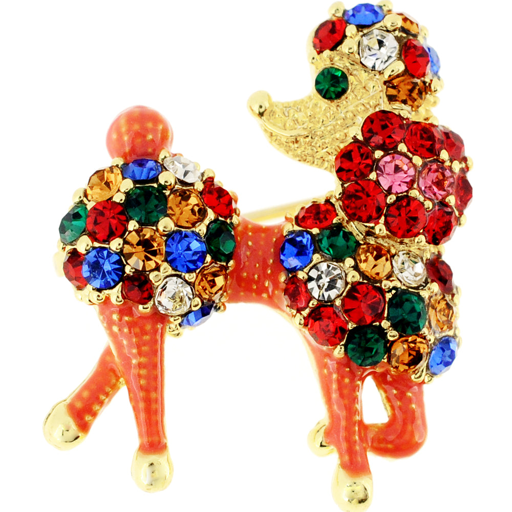 Multicolor Poodle Dog Crtsyal Pin Brooch