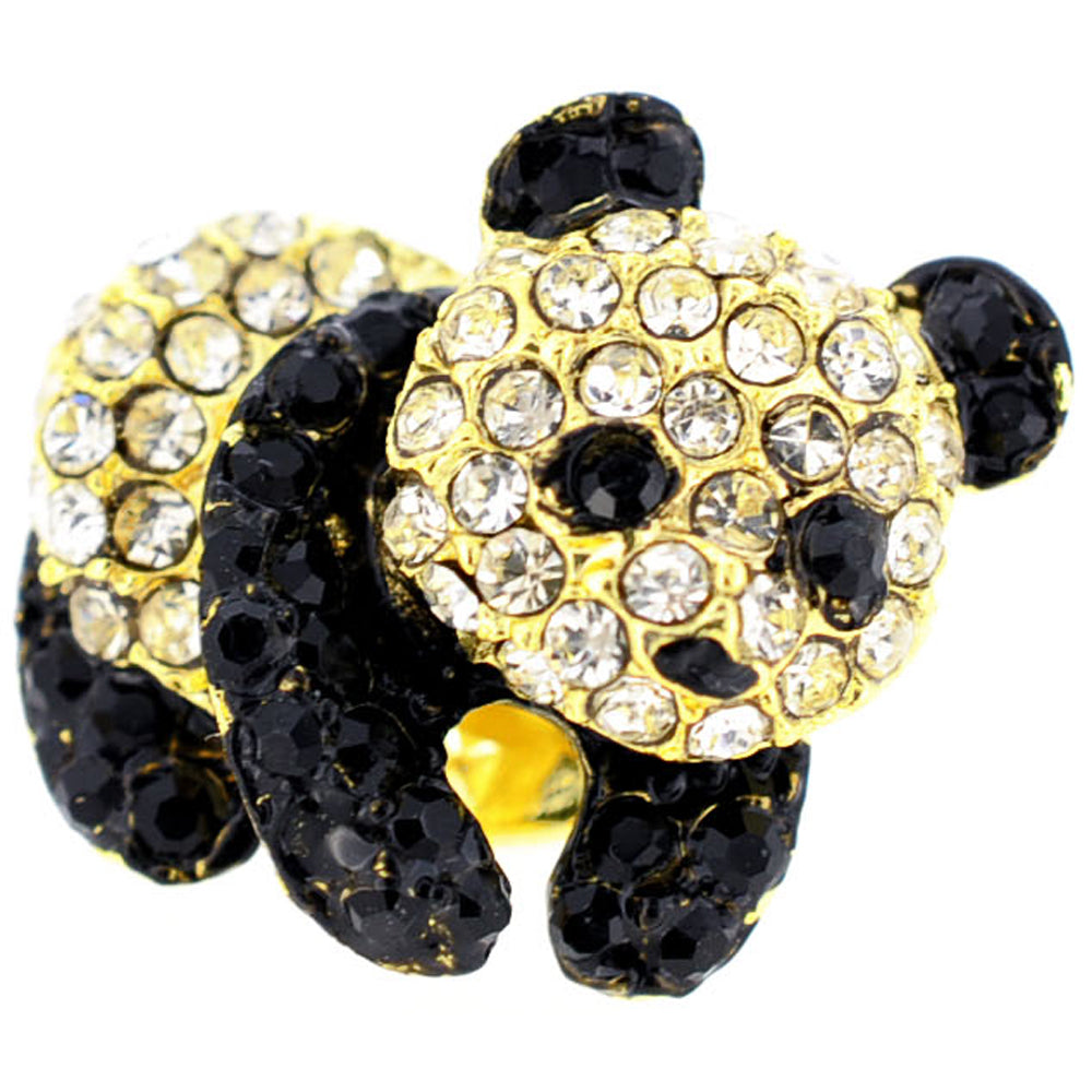 Golden Panda Crystal Lapel Pin