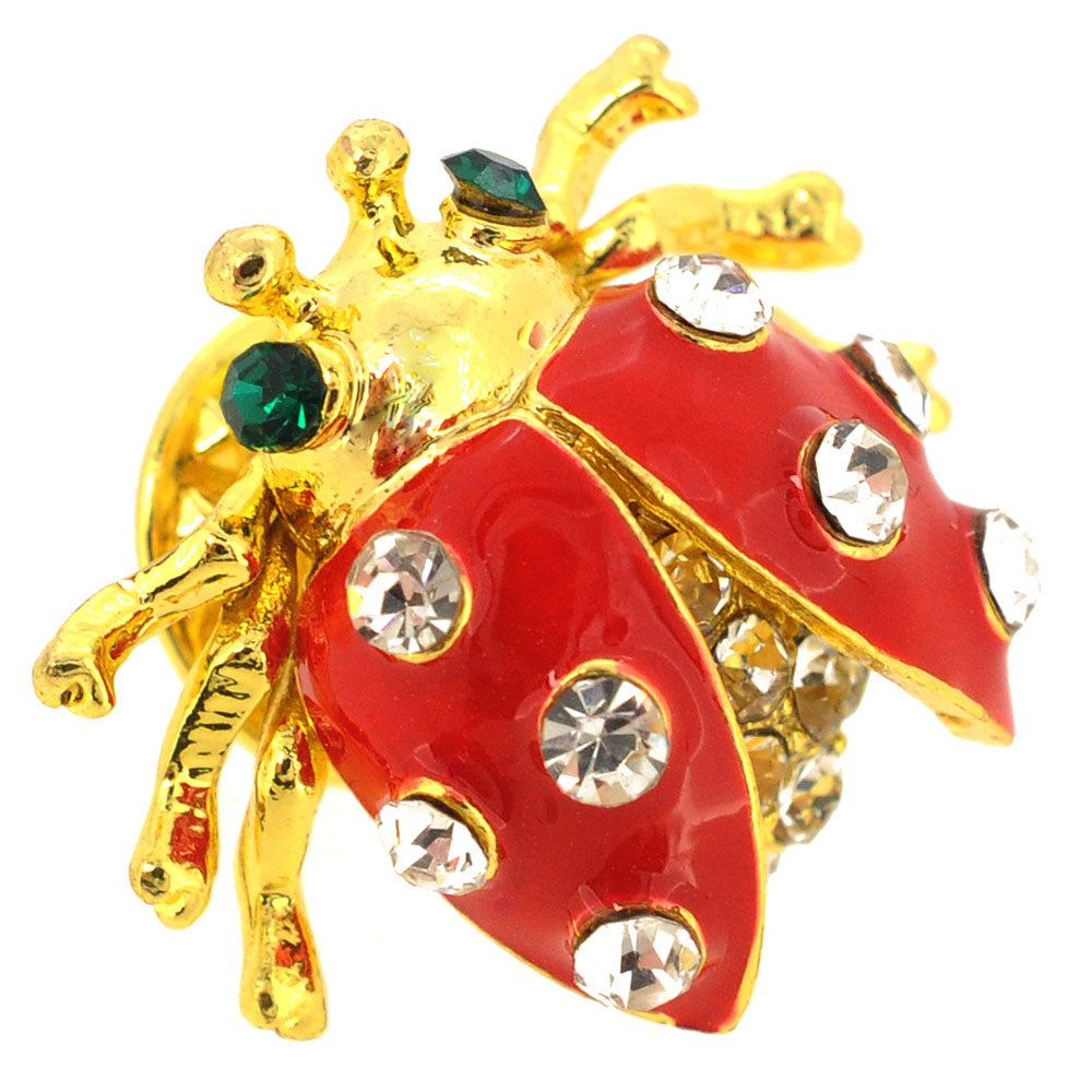 Red Ladybug Crystal Lapel Pin