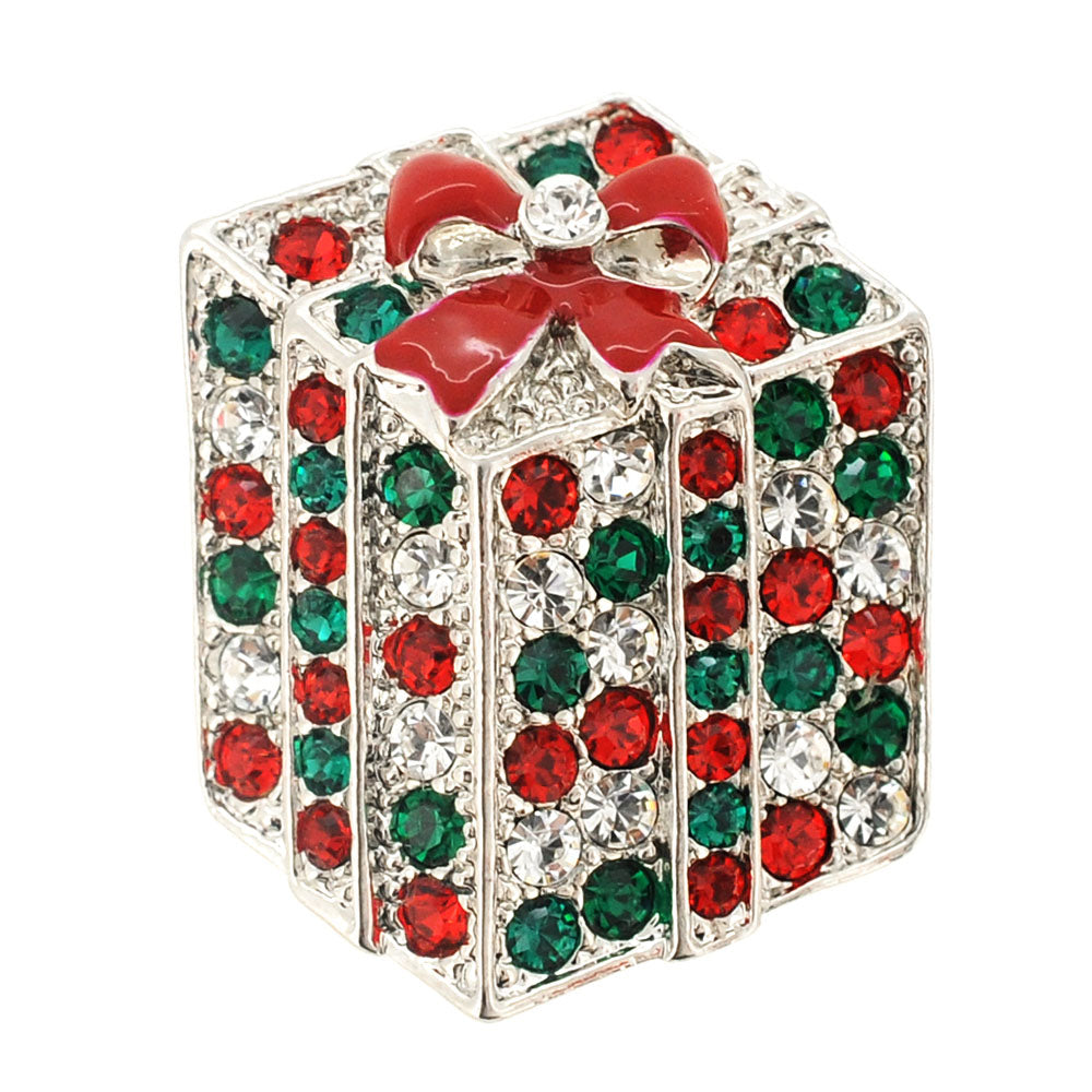 Multicolor Crystal Gift Box Pin Brooch