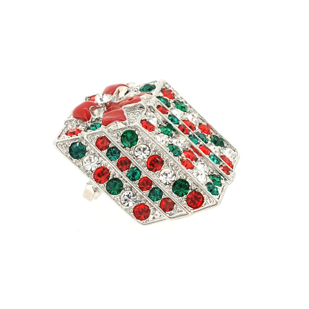 Multicolor Crystal Gift Box Pin Brooch