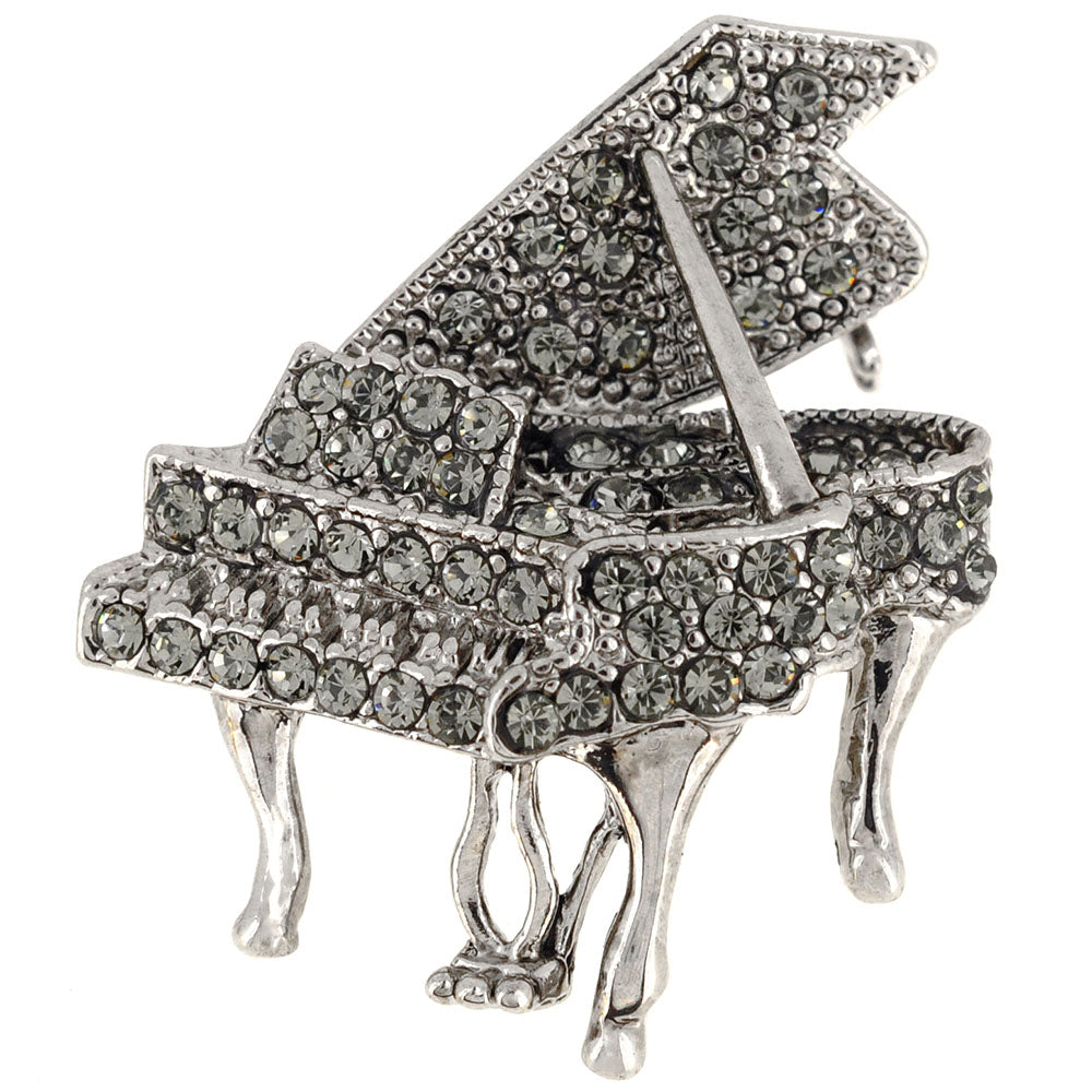 Shadow Black Piano Crystal Pin Brooch