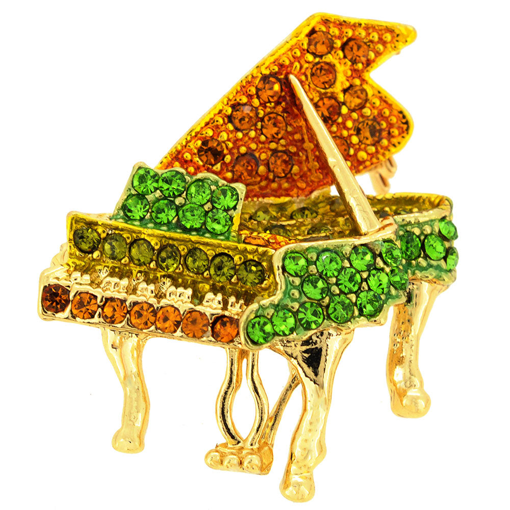 Multicolor Golden Piano Crystal Pin Brooch