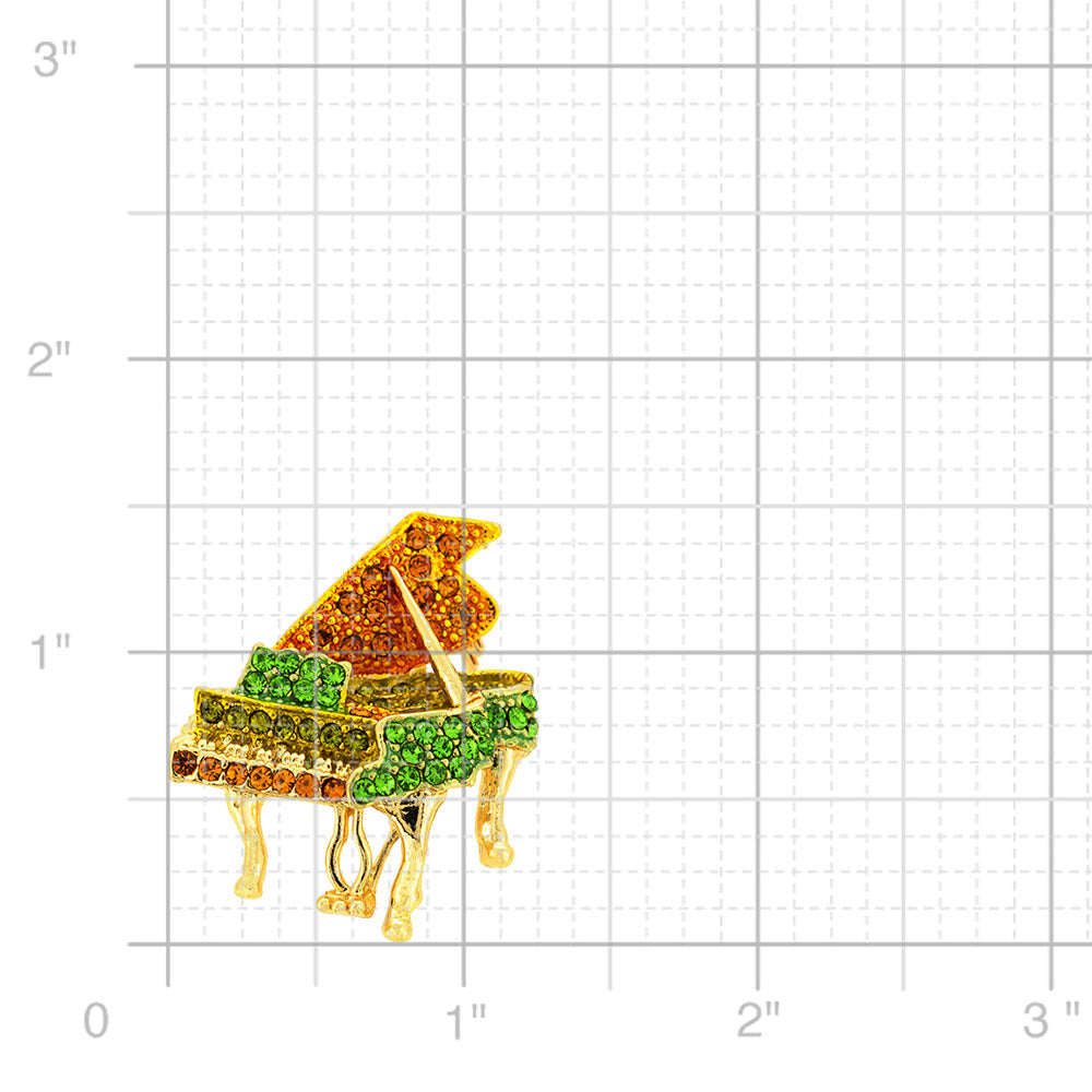 Multicolor Golden Piano Crystal Pin Brooch