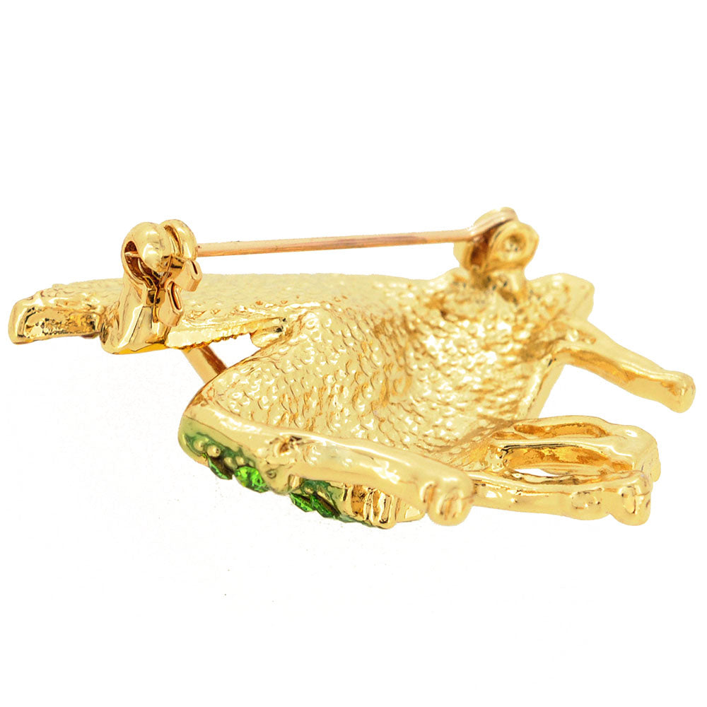 Multicolor Golden Piano Crystal Pin Brooch