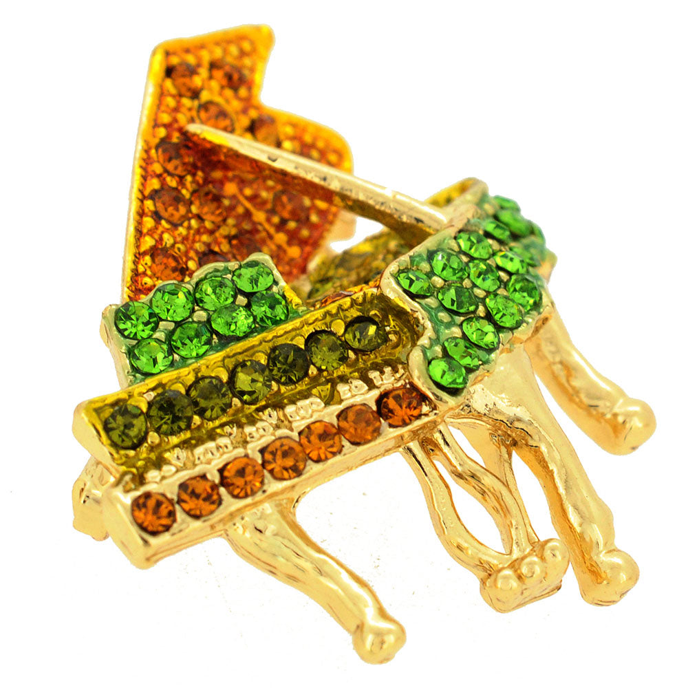 Multicolor Golden Piano Crystal Pin Brooch