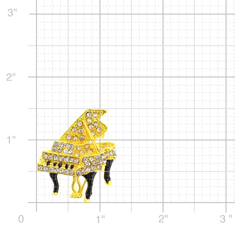 Golden Crystal Piano Pin Brooch