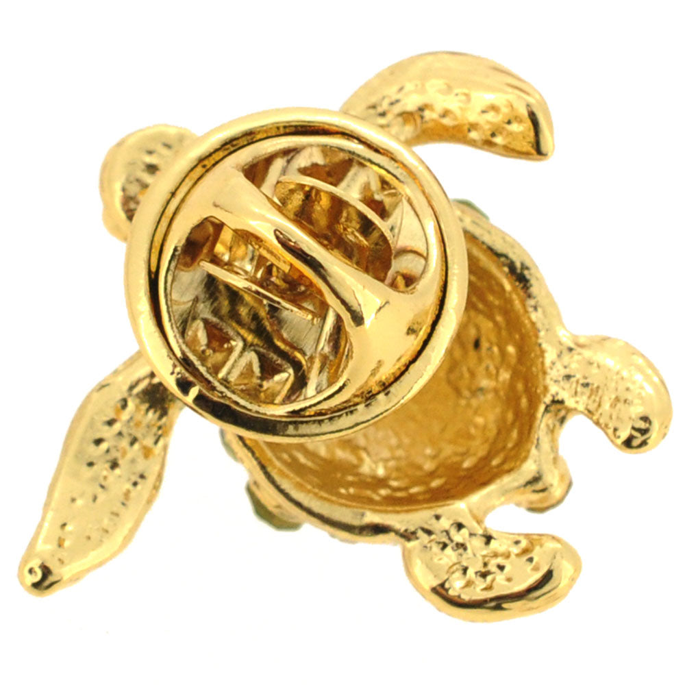 Golden Multicolored Sea Turtle Crystal Lapel Pin