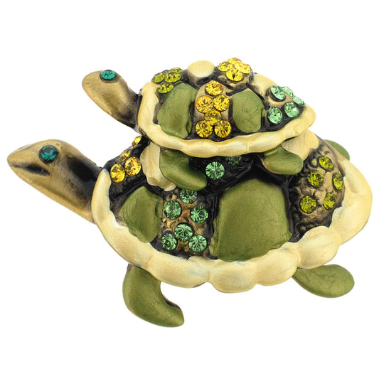 Green Mom And Baby Turtles Swarovski Crystal Pin Brooch