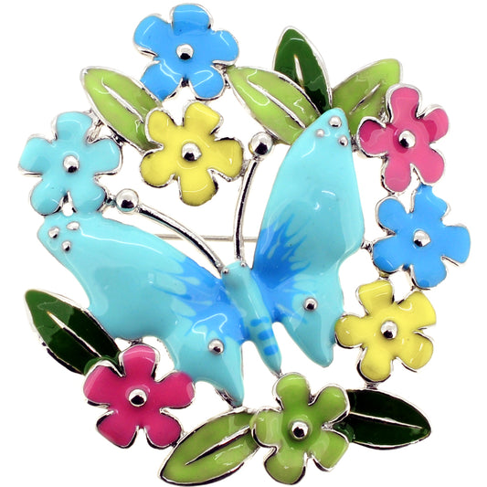 Multicolor Butterfly Garden Pin Brooch