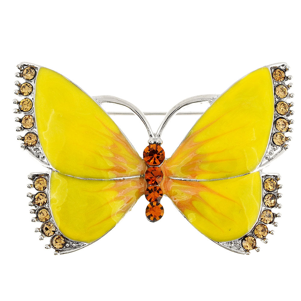 Yellow Butterfly Crystal Pin Brooch