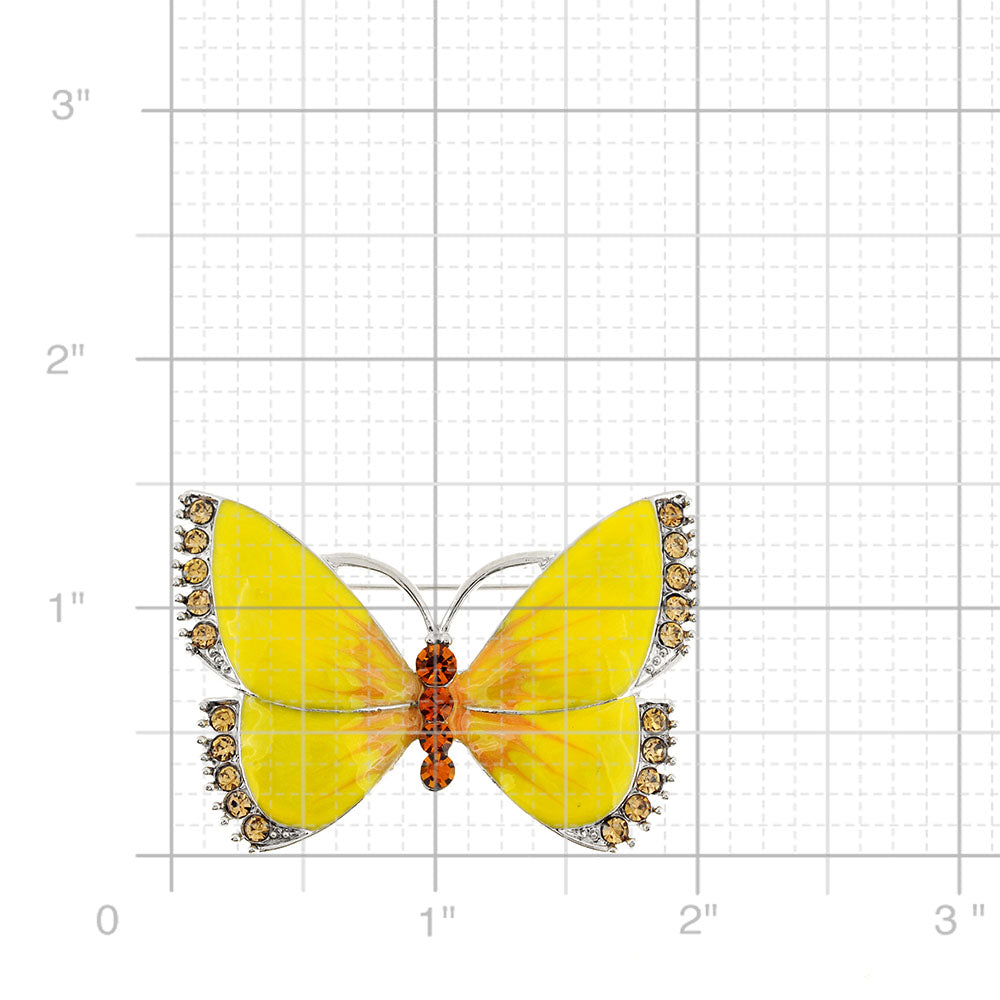 Yellow Butterfly Crystal Pin Brooch