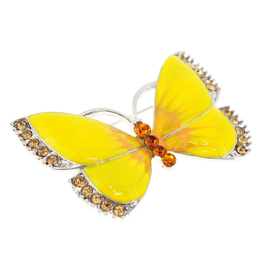 Yellow Butterfly Crystal Pin Brooch