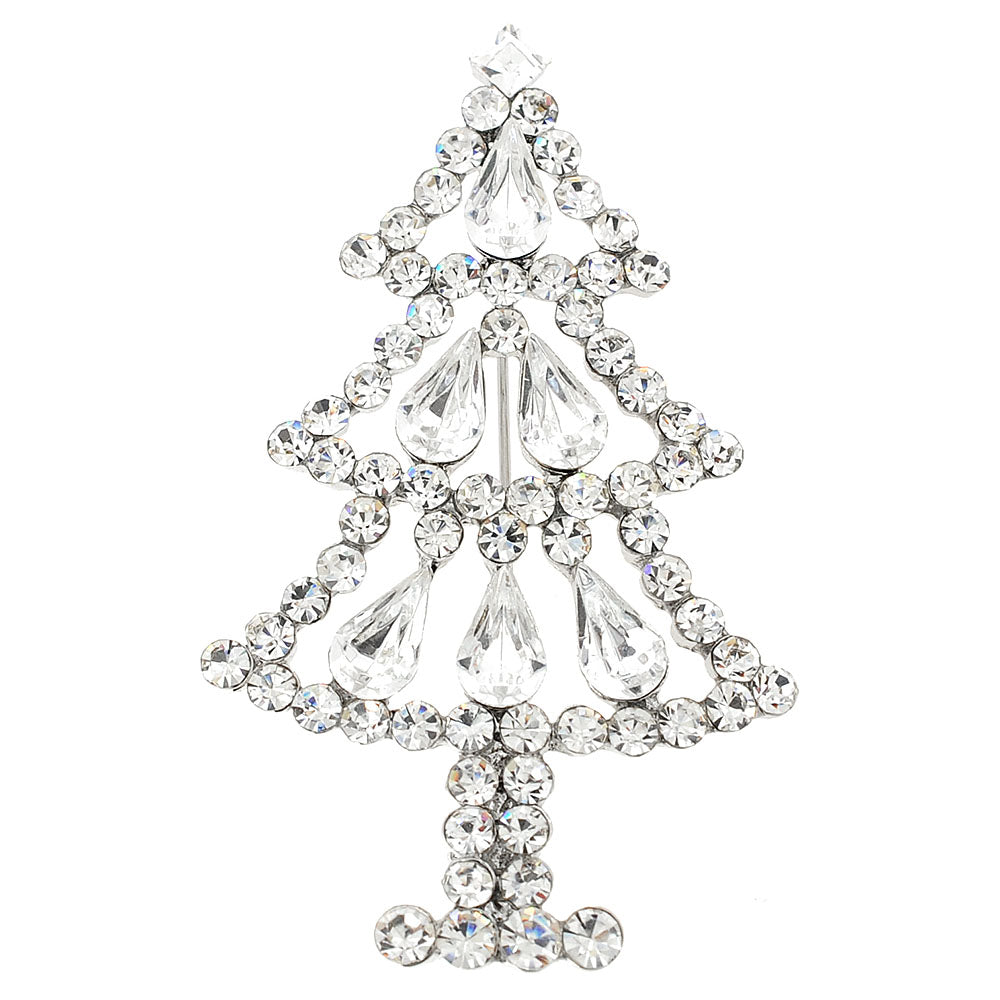 Crystal 3 Tier Christmas Tree Brooch