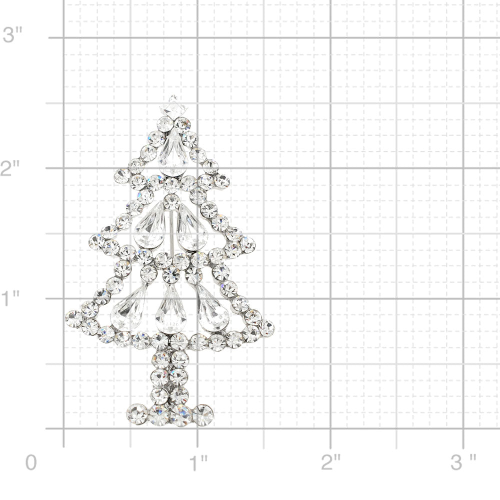 Crystal 3 Tier Christmas Tree Brooch