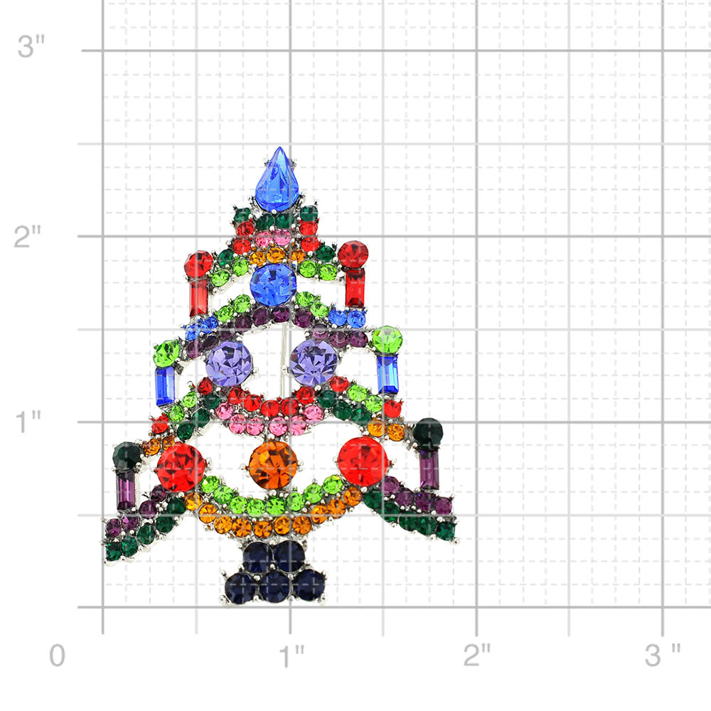 Multicolor Crystal Oragami Christmas Tree Brooch