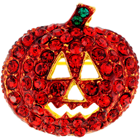 Siam Pumpkin Halloween Crystal Pin Brooch