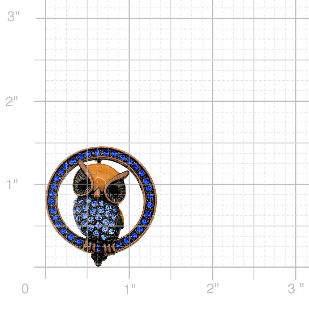 Sapphire Blue Crystal Owl Bird Pin