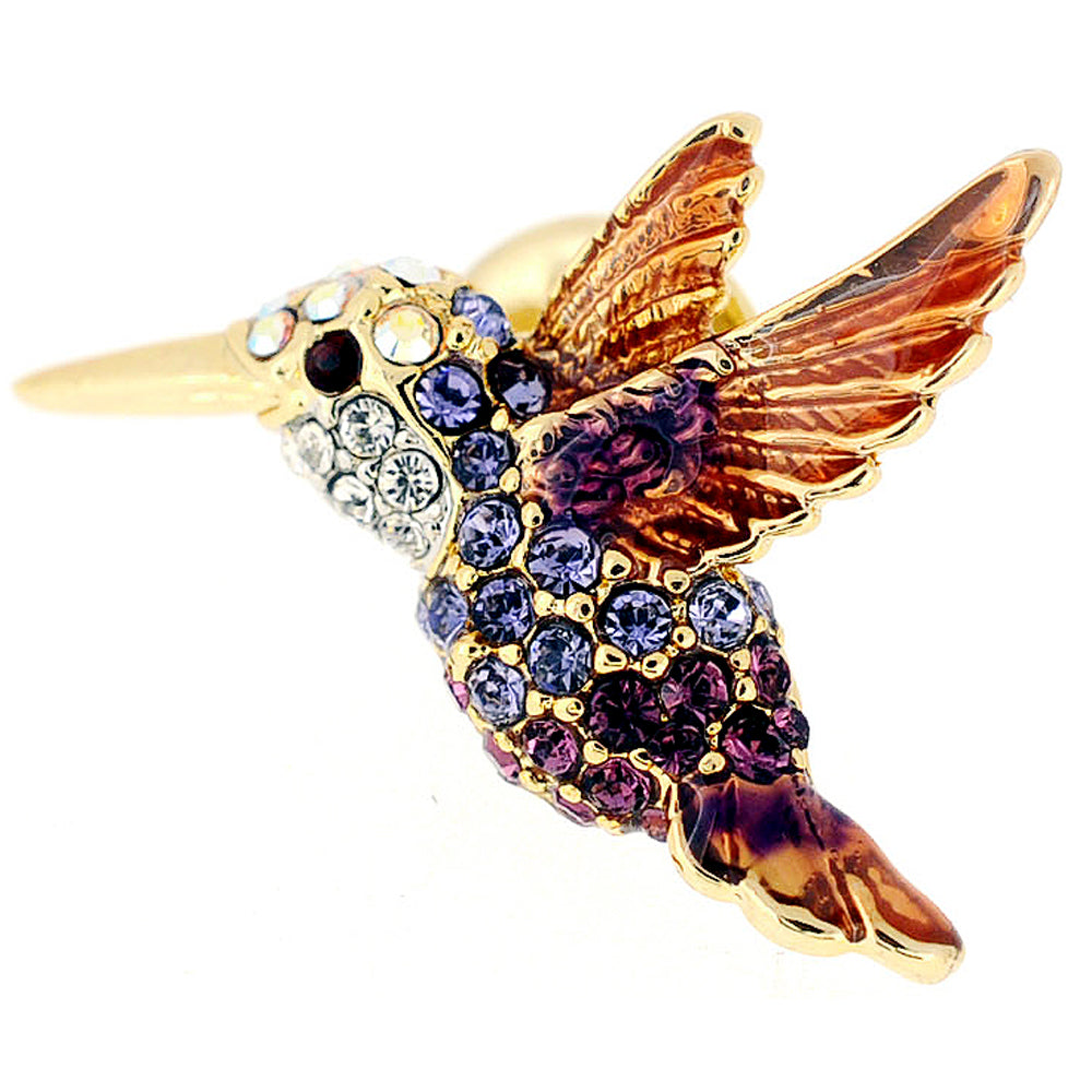 Dark Brown Hummingbird Crystal Lapel Pin