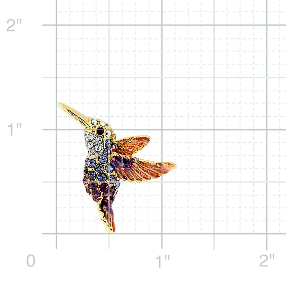 Dark Brown Hummingbird Crystal Lapel Pin