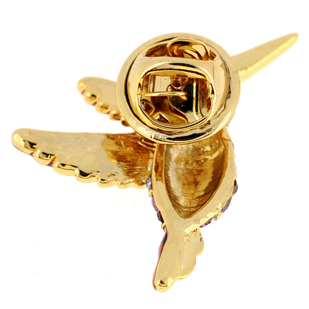 Dark Brown Hummingbird Crystal Lapel Pin