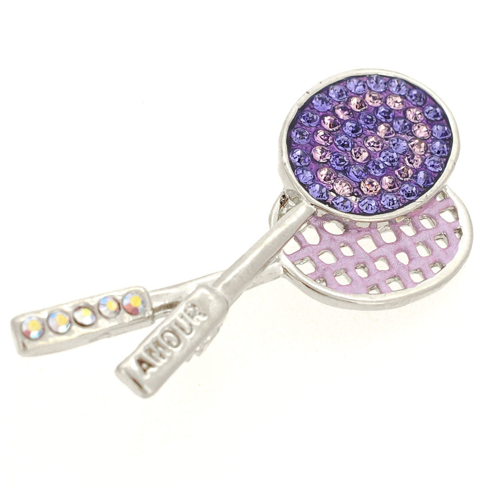 Tanzanite Purple Tennis Racquet Swarovski Crystal Brooch Pin